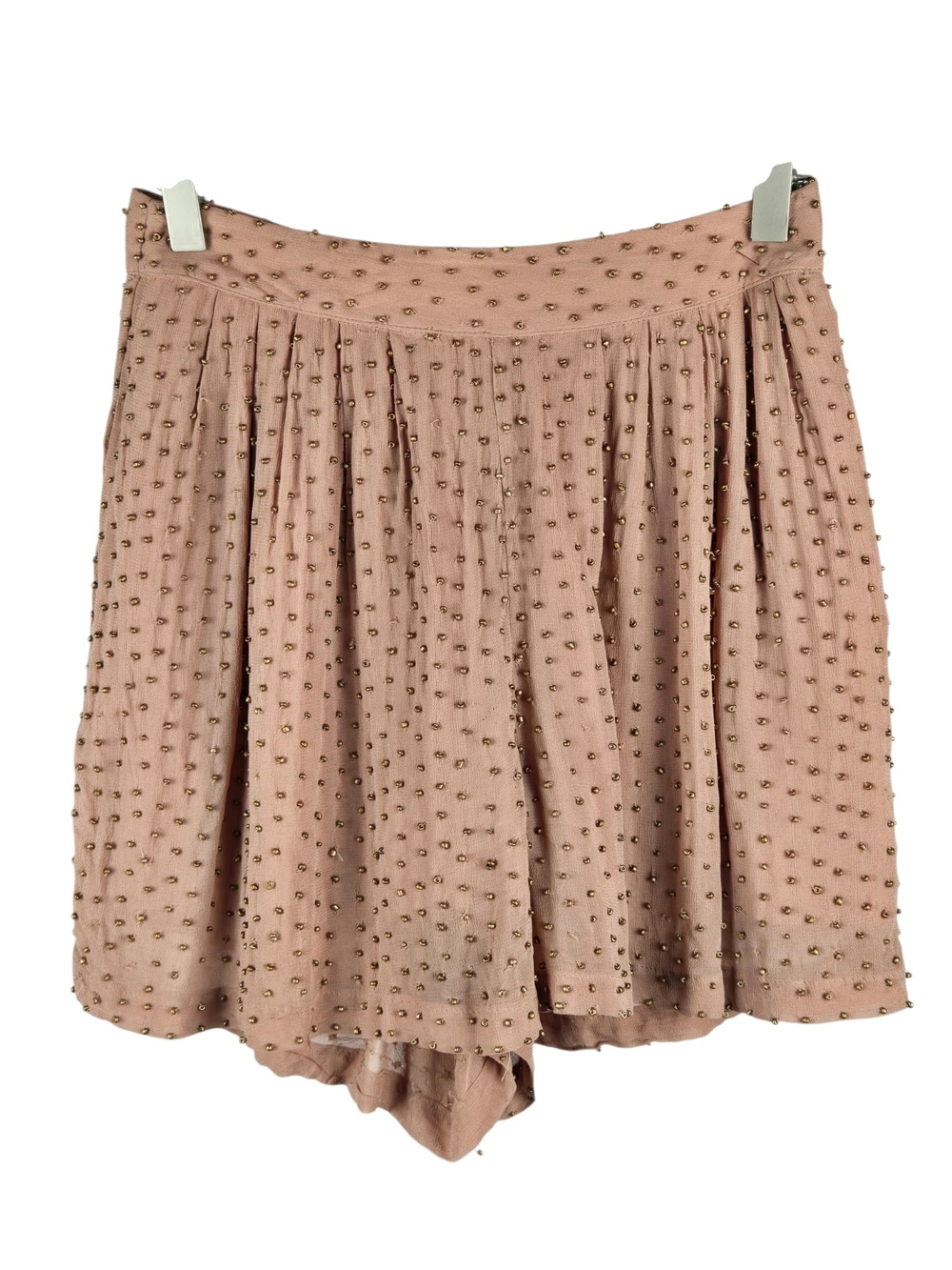 Reiss Beaded Pleated High Waisted Shorts Blush Size 0
